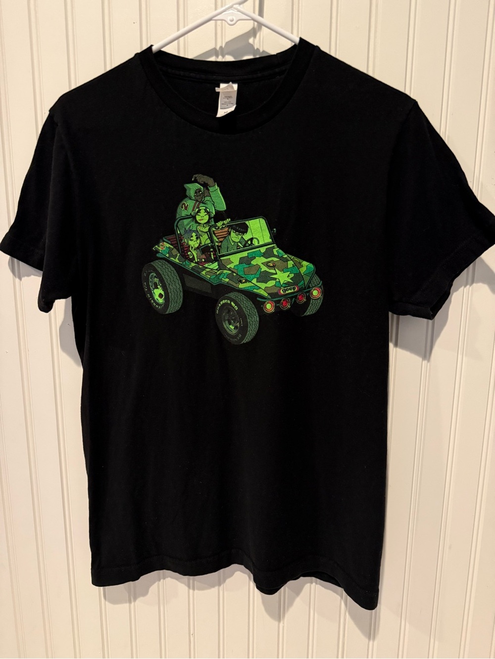 Gorillaz Black Tee with Green Camo Graphic